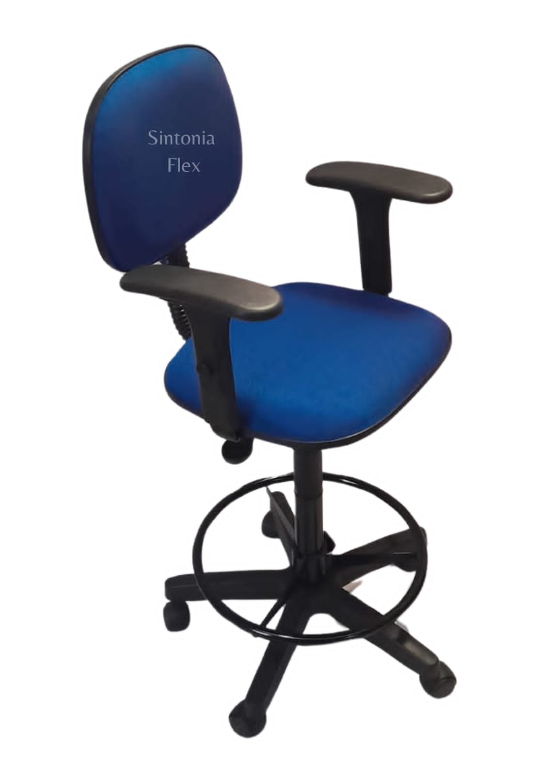 Cadeira Secretaria Caixa Alta -com Braço Regulagem - Base de Rodízio com Aro para Recepção Mercado B - 1