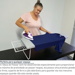 Tábua Mesa De Passar Roupa Dobrável Tecido Metálico Branca - 2