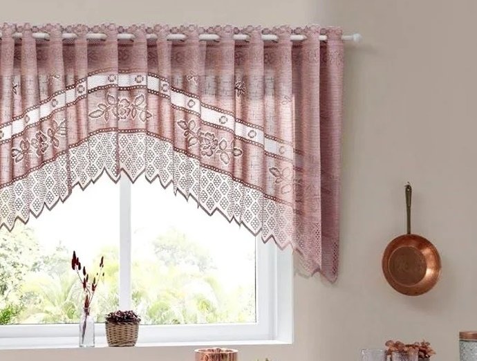 Cortina Renda Cozinha Cascata 3,00 M X 1,00 Alt Rose - 4