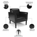 Ver imagem 3 de Sofá Namoradeira e 2 Poltronas Base Madeira Preto Maressa Sintético Pu Preto - Ibiza