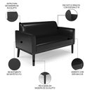 Ver imagem 4 de Sofá Namoradeira e 2 Poltronas Base Madeira Preto Maressa Sintético Pu Preto - Ibiza