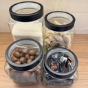 Ver imagem 6 de Kit 4 Potes 800ml Gastro Lyor Vidro Tampa Metal Preta Porta Mantimentos Quadrado