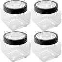 Ver imagem 1 de Kit 4 Potes 800ml Gastro Lyor Vidro Tampa Metal Preta Porta Mantimentos Quadrado