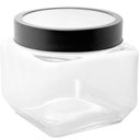 Ver imagem 7 de Kit 4 Potes 800ml Gastro Lyor Vidro Tampa Metal Preta Porta Mantimentos Quadrado