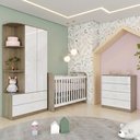 Ver imagem 2 de Quarto Infantil 3 Pecas Berco Grade Fixa Labirinto Rustico Branco Henn