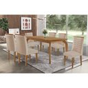 Ver imagem 1 de Conjunto: Mesa Sala Jantar Londrina C/ Tampo Madeirado Canto Curvo 180x90cm e 6 Cadeiras Maldivas