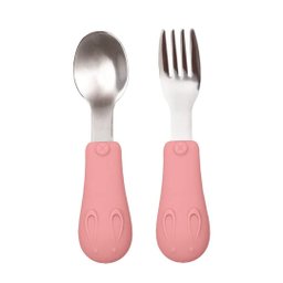 Kit Talheres Cabo em Silicone Rosa - buba - 1