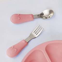 Kit Talheres Cabo em Silicone Rosa - buba - 2