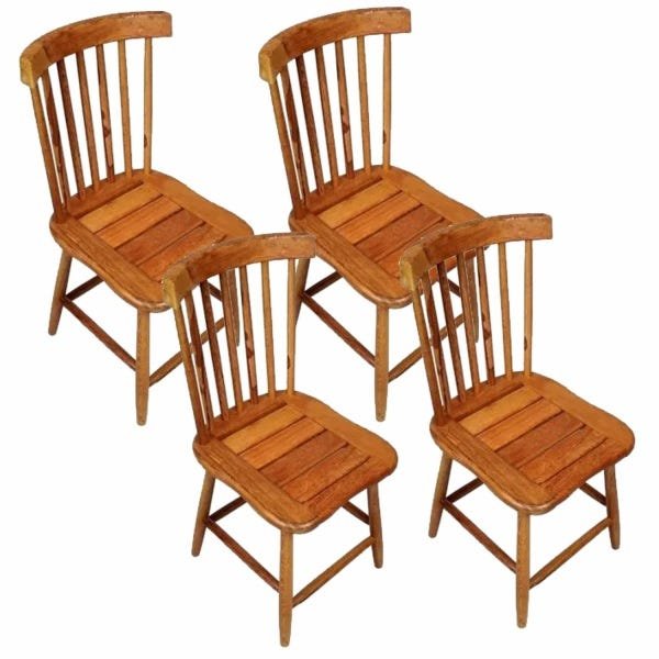Kit 4 Cadeiras de Madeira Maciça Rústica de Demolição Country