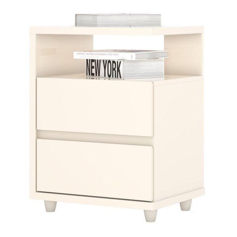 Mesa De Cabeceira Lacy 02 Gavetas Henn Off White