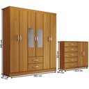 Ver imagem 4 de Guarda-roupa Casal Gavin 6 Portas 2 Gavetas e Espelho com Cômoda 2 Portas 5 Gavetas Cinamomo - Panor