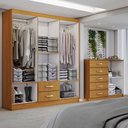 Ver imagem 2 de Guarda-roupa Casal Gavin 6 Portas 2 Gavetas e Espelho com Cômoda 2 Portas 5 Gavetas Cinamomo - Panor