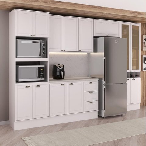 Cozinha Completa Milla Clear Mood 14 Portas 3 Gavetas MDF Branco Carraro