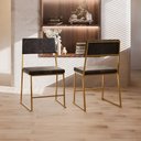 Ver imagem 2 de Kit 4 Cadeira Jantar Cozinha Estofada com Encosto Dourado Suede Dubai