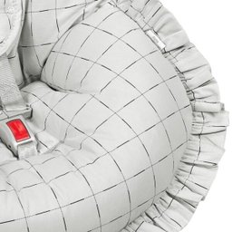Capa para Bebê Conforto com Protetor de Cinto Quadriculado Cinza - Batistela Baby - 2