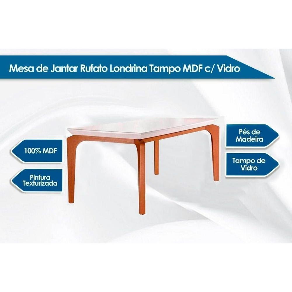 Conjunto Mesa Sala de Jantar Forme 180cm Vidro Preto com 6 Cadeiras Jade DJ  Móveis A preço de Fábrica