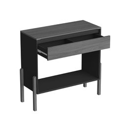 Aparador Sala Libano com 1 Gaveta e Pés de Madeira Maciça Preto/Nature - 3 Aparador Sala Libano com 1 Gaveta e Pés de Madeira Maciça Preto/Nature - 3