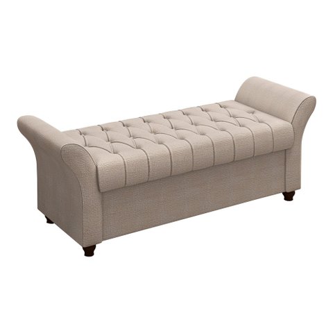Puff Baú 195cm Charles Linho Bege - Sallar Home