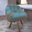 Ver imagem 1 de Poltrona Paloma Escritório Sala Giratória Madeira Suede Cappuccino e Suede Azul Turquesa - Dominic D