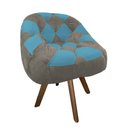 Ver imagem 2 de Poltrona Paloma Escritório Sala Giratória Madeira Suede Cappuccino e Suede Azul Turquesa - Dominic D