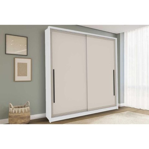 Guarda Roupa 2 Portas de Correr e 2 Gavetas Valência Branco/creme - Politorno