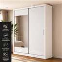 Ver imagem 3 de Guarda-Roupa 100% MDF 2 Portas de Correr 2 Gavetas com Espelho 131x213x55cm Branco