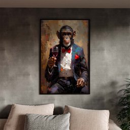 Quadro Decorativo Animais Monkey Evolution com Moldura Preto - 90x60 Cm - 1 Quadro Decorativo Animais Monkey Evolution com Moldura Preto - 90x60 Cm - 1