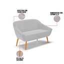 Ver imagem 5 de Kit 01 Namoradeira 02 Lugares e 02 Poltronas Giratória Giovana Suede Cinza Base Madeira MM30 - D’Rossi