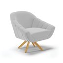 Ver imagem 4 de Kit 01 Namoradeira 02 Lugares e 02 Poltronas Giratória Giovana Suede Cinza Base Madeira MM30 - D’Rossi