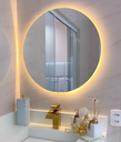 Ver imagem 2 de Espelho Redondo Lapidado com Luz Led Quente para Maquiagem Quarto Sala Salão Suporte de Fixação 60cm