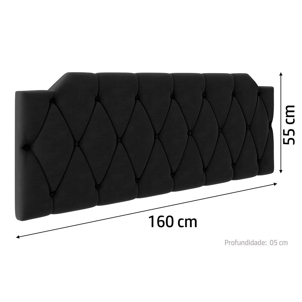 Painel Cabeceira Kelly Cama Queen 1,60 Estofada Suspensa:preto - 3