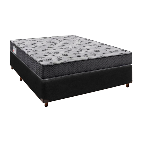 Cama Box Preto Casal + Colchão D33 Iso100 Ortobom