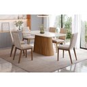 Ver imagem 5 de Mesa de Sala Jantar Olivia Sc116 C/ Tampo Madeirado C/ Vidro Curvo 160x90cm Nature/off White - Henn