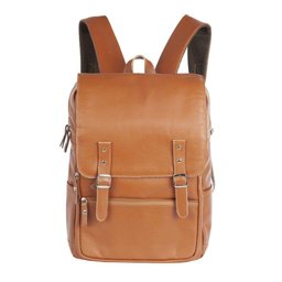 Mochila Moderna Executiva de Couro Legítimo para Notebook Caramelo - 1