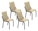 Ver imagem 1 de Kit 4 Cadeiras Malibu Corino Creme Tubo Preto Fosco