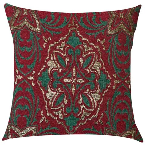 Capa de Almofada Jacquard Luxo Natalina Arabesco Vermelho 45x45cm