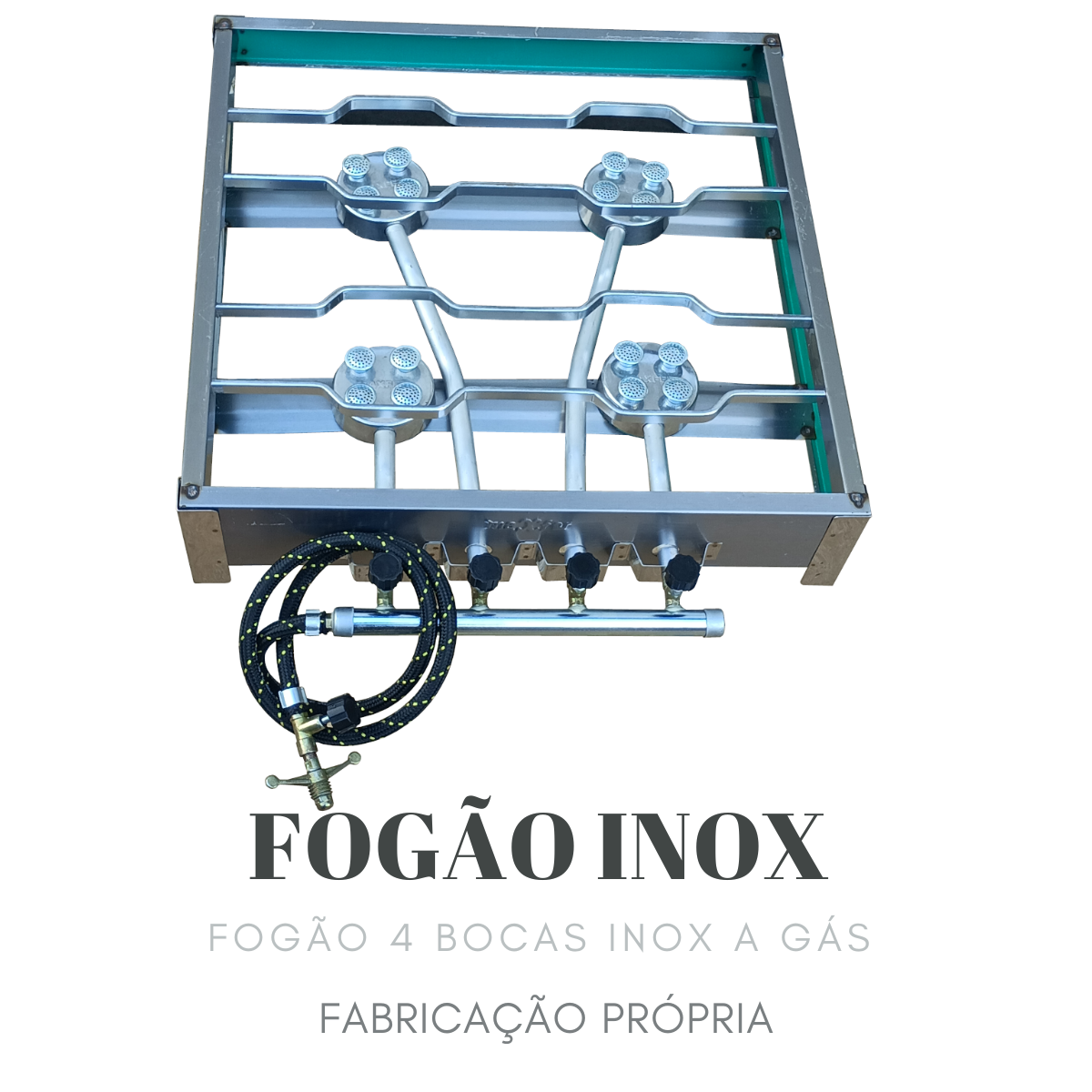 FOGÃO 4 BOCAS INOX FOGAREIRO PORTÁTIL + MANGUEIRA E REGISTRO - 7