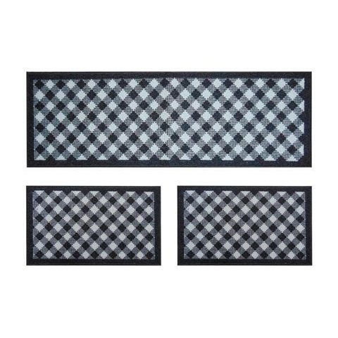 Kit Jogo de Cozinha 3 Peças Tapetes + Passadeira Xadrez