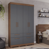 Guarda-Roupa Cibelli (L: 128cm) 100% MDF C/ 5 Portas Avelã / Chumbo - 10