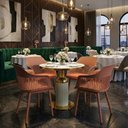 Ver imagem 2 de Conjunto Mesa de Jantar Redonda Imperial 70cm Branca com 4 Cadeiras Estofadas Marcela - Marrom