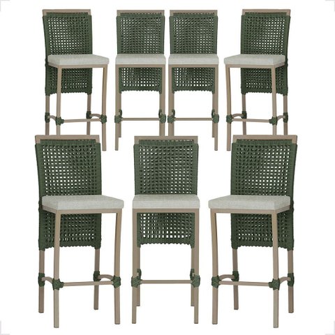7 Banqueta em Alumínio Roma Fendi Corda Náutica Tecido 3
