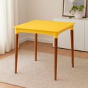 Ver imagem 2 de Mesa Tramontina Laura Rattan 70 Cm Polipropileno Amarelo Pernas Madeira