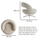 Ver imagem 3 de Poltrona Decorativa Topazio Base Giratoria Courino Tcs 725 Moll