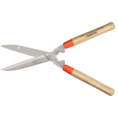 Tesoura para Cerca-Viva/Grama Tramontina com Lâminas Metálicas e Cabos de Madeira Tramontina