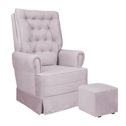 Poltrona de Amamentação Eloa com Balanço e Puff Bebêcompleto:veludo Rose Tb 111 - 1