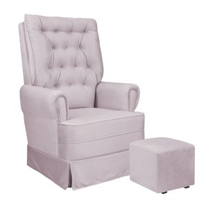 Poltrona de Amamentação Eloa com Balanço e Puff Bebêcompleto:veludo Rose Tb 111