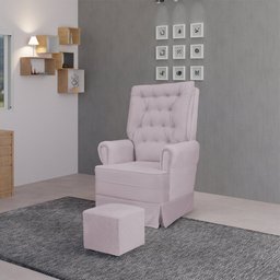 Poltrona de Amamentação Eloa com Balanço e Puff Bebêcompleto:veludo Rose Tb 111 - 2