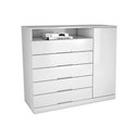 Ver imagem 1 de Cômoda de Quarto Portugal c/ 1 Porta 1 Nicho e 5 Gavetas Branco - Europa