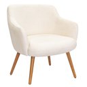 Ver imagem 1 de Poltrona de Sala Decorativa Jade Pés Palito Castanho Bouclê Off White - Nexta Casa