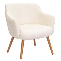 Poltrona de Sala Decorativa Jade Pés Palito Castanho Bouclê Off White - Nexta Casa - 1